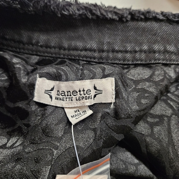 Nanette Lapore Cotton Tweed Jacket With Open Front In Black & Silver Sequins NWT - Picture 13 of 14